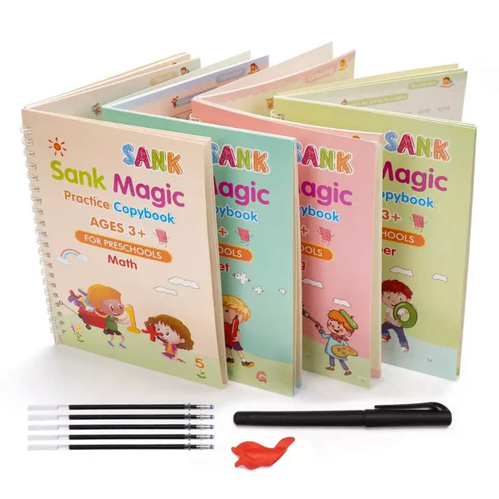 Magic Practice Copybook (4 Books + 10 Refills + 1 Pen) Buy 1 Get 1 free