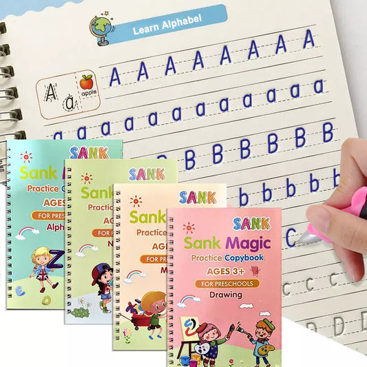 Magic Practice Copybook (4 Books + 10 Refills + 1 Pen) Buy 1 Get 1 free